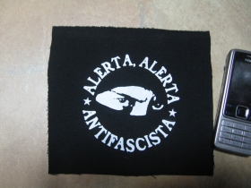 Alerta Antifascista potlačená nášivka cca.12x12cm (po krajoch neobšívaná)